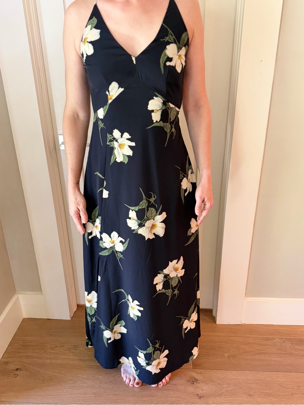Sugarlips Navy Blue Maxi Dress with White Floral